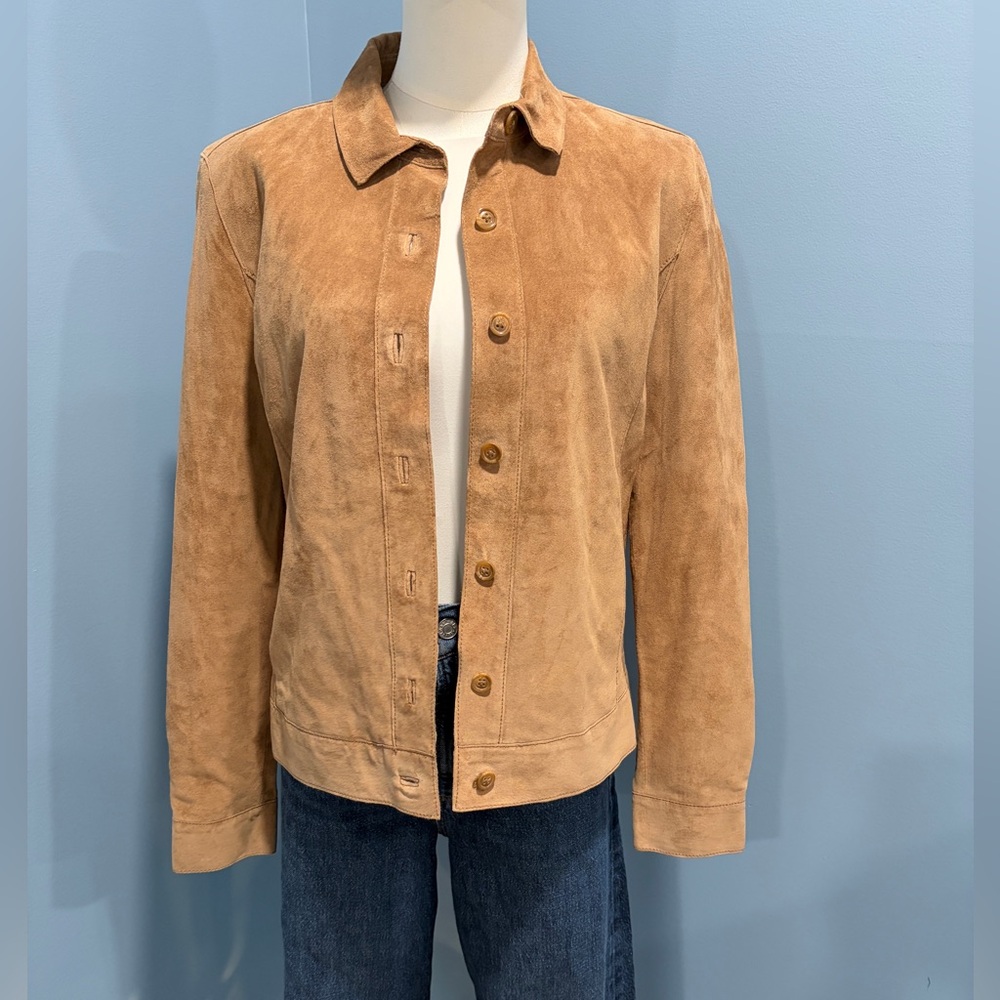 Isaac Mizrahi for Target Genuine Leather Suede Jacket Tan Size M - Picture 2 of 7